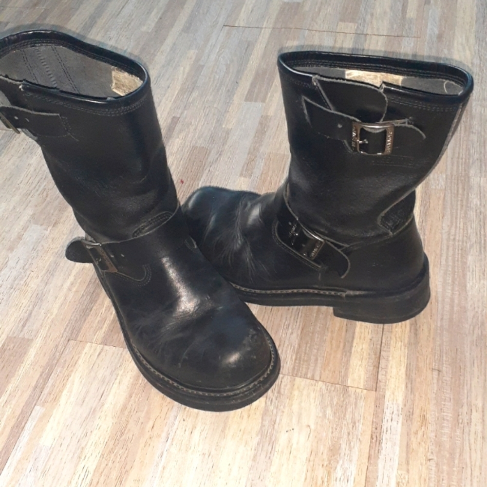 Leather Steel Toe Biker Boots